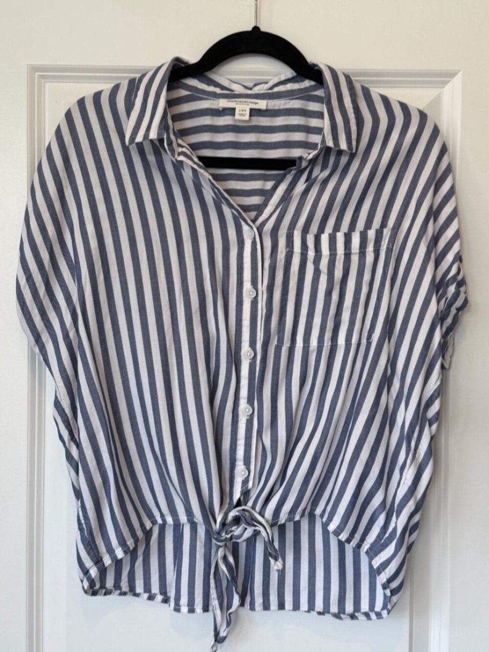 Striped Button Down Shirt - Blue & White